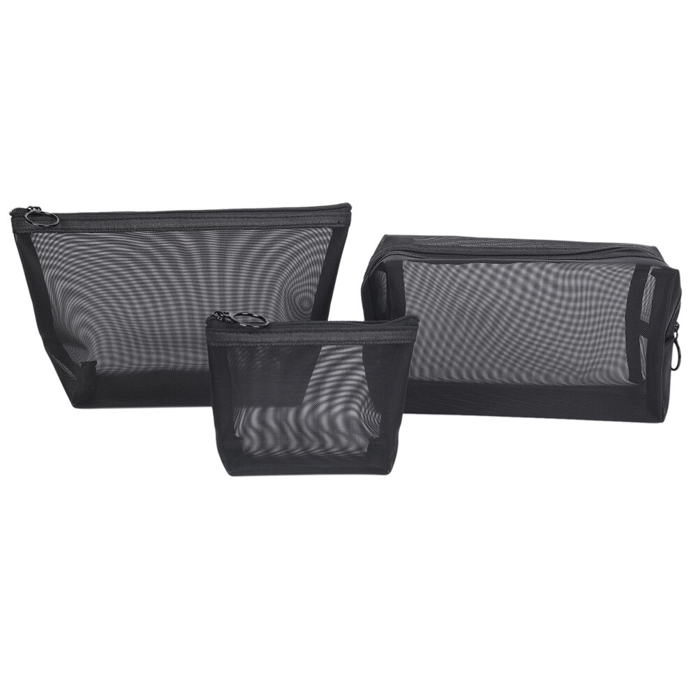 3Pcs/Set Black Mesh Clear Cosmetic Bag Beauty Wash Bags Makeup Case Travel-image-OPC-PJ6MGS6-NEW