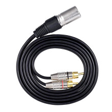 Kabel audio stereo typu Y, 1 wtyk XLR męski na 2 wtyki RCA, rozdzielacz sygnału audio do mikrofonu, miksera i wzmacniacza (1,5 m)