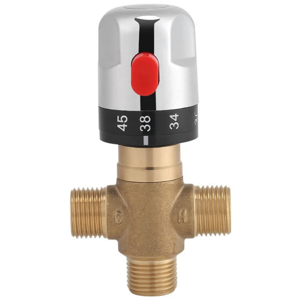 Thermostatic Mixing Valve Solid Brass G1/2 For Shower System Water Temperature Control Pipe Basin Thermostat Control 4852918033405