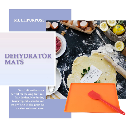 4PCS Silicone Dehydrator Sheets Dehydrator Mats with Edge for Fruit Leather Liquid Fruits Meat Herbs with Scraper 2