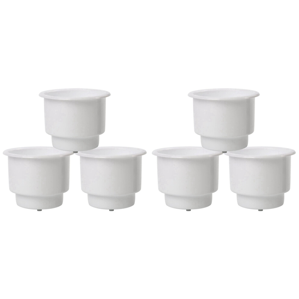 6Pcs Recessed Drop In Plastic Cup Drink Can Holder With Drain For Boat Car Marine Rv (White) White 4852918037465