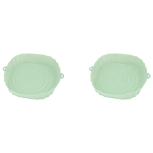 2X 20cm Air Fryers Oven Baking Tray Fried Chicken Basket Mat AirFryer Silicone Pot Round Replacemen Grill Pan Green