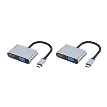 Adaptador multipuerto USB C a VGA 2X 4K Tipo C USB-C HUB Convertidores de proyectores de video Adaptador de puerto para Pro