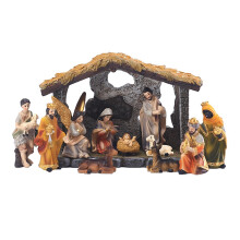 Caja de regalo con decoración de escena de grupo de pesebre navideño