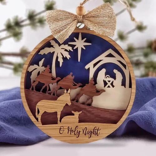 Árbol de Navidad de madera con adornos C 2