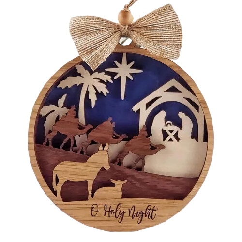 Árbol de Navidad de madera con adornos C 1