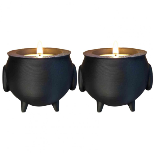 Cauldron Tea Light Holder Halloween Spooky Witch Jar Candle A 1