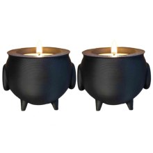 Cauldron Tea Light Holder Halloween Spooky Witch Jar Candle A