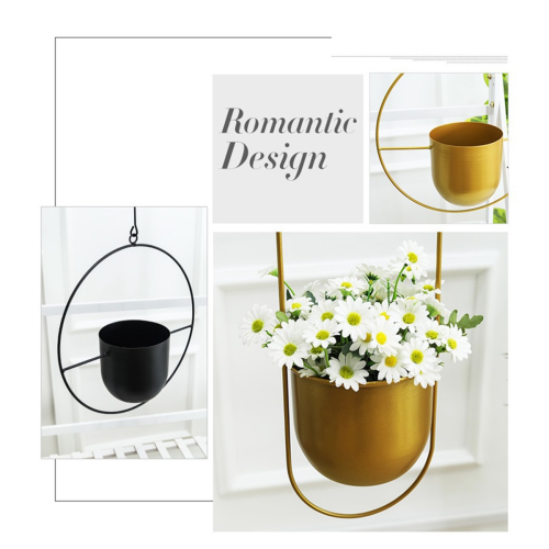 Pot de fleurs suspendu minimaliste pour intérieur et extérieur, doré-A 2