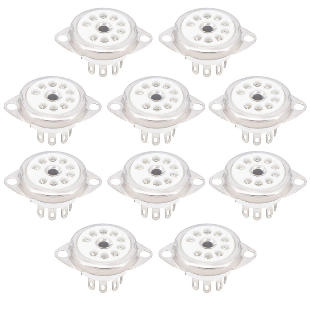10Pcs Ceramic B9a Silver-Plated 9Pin Vacuum Tube Socket Panel Chassis Mount For Ecc81 Ecc82 Ecc83 El84 6922 Vacuum Tube 4852847367787