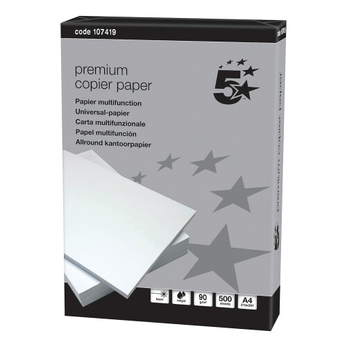 5 Star Elite Premium Copier Paper A4 90gsm White Ream-Wrapped