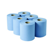 2Work 135mm Blue 3-Ply Centrefeed Roll (Pack of 6) - 2W00083