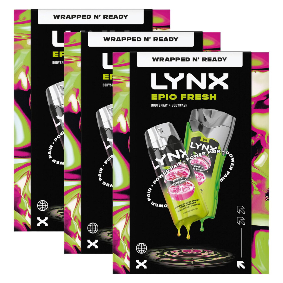 (Buy 3) Lynx Epic Fresh Duo Gift Set with Body Spray & Bodywash - Zesty Clean Scent