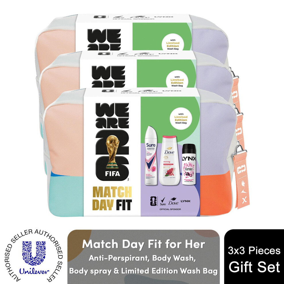 Sure (Buy 3) Fifa Match Day Fit Gift Set For Her With Body Wash Body Spray And Wash Bag