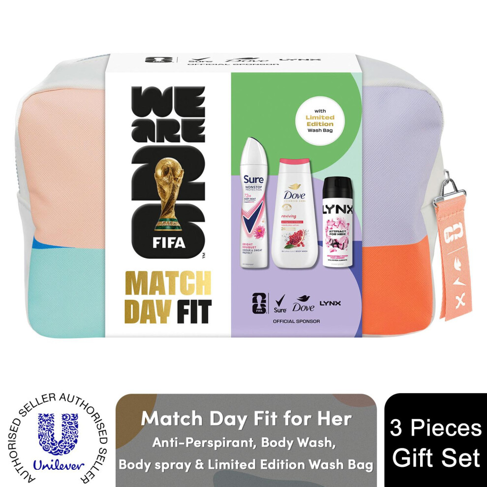 Sure (Buy 1) Fifa Match Day Fit Gift Set For Her With Body Wash Body Spray And Wash Bag