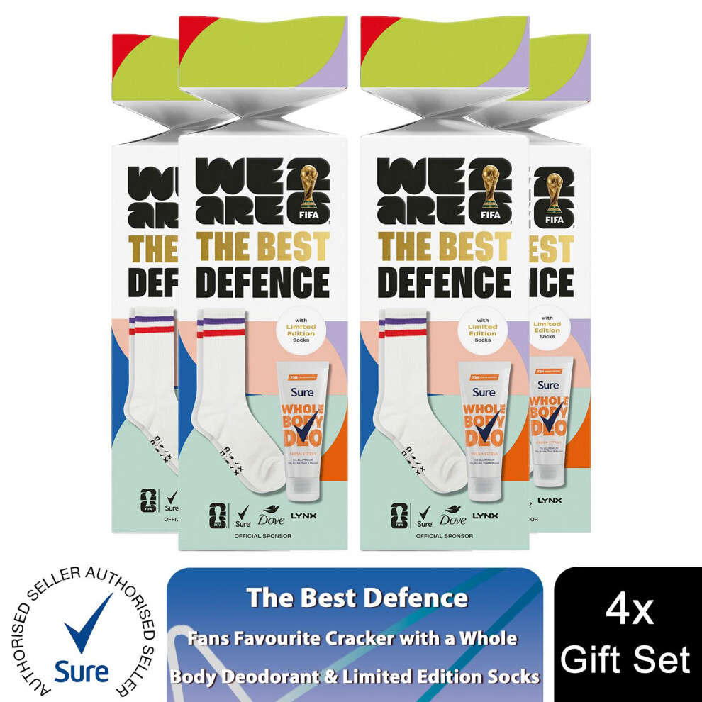 Sure (Buy 4) The Best Defence Fifa Gift Mens Whole Body Deodorant & Socks Gift Set