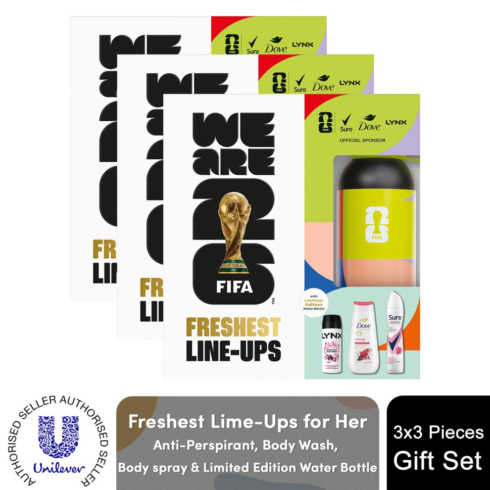 Sure (Buy 3) Freshest Line-Ups Fifa Gift Set For Her Body Wash, Spray & Water Bottle