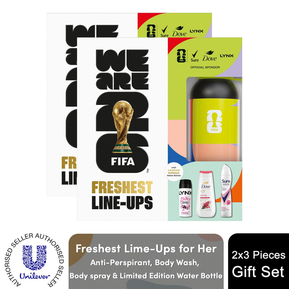 Sure (Buy 2) Freshest Line-Ups Fifa Gift Set For Her Body Wash, Spray & Water Bottle