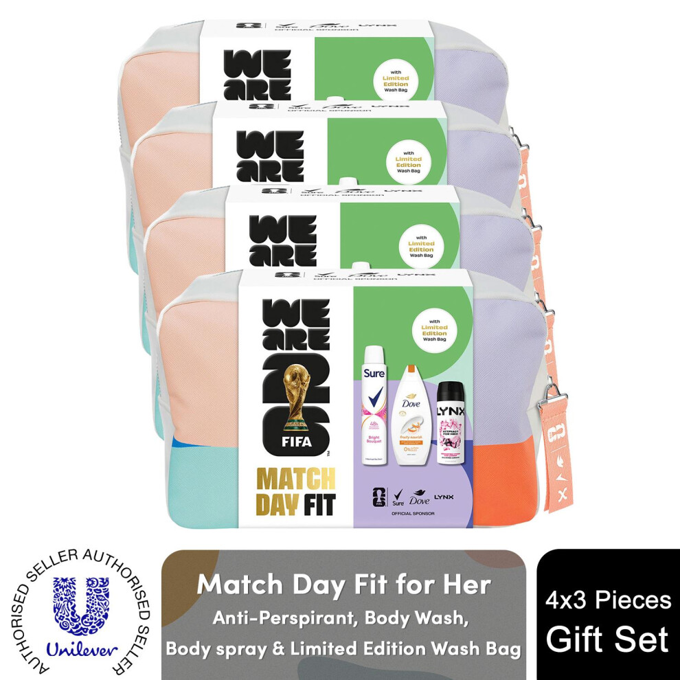 Sure (Buy 4) Match Day Fit For Her Fifa Gift Set,Body Wash, Anti-Perspirant, Spray+Wash Bag Size 4