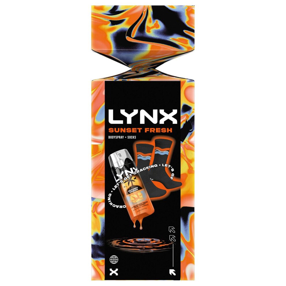 (Buy 1) Lynx Sunset Fresh Gift Set with Body Spray & Socks Cracker - Citrus Clean Scent