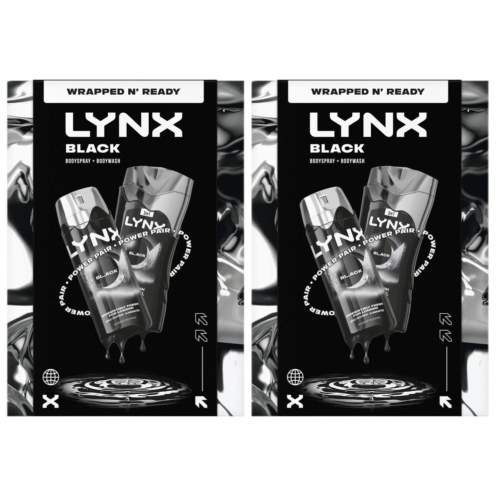 Lynx Men's Black (Buy 2) Gift Set For - Daily Grooming Duo With Fresh Scent & Skin Care Size 2