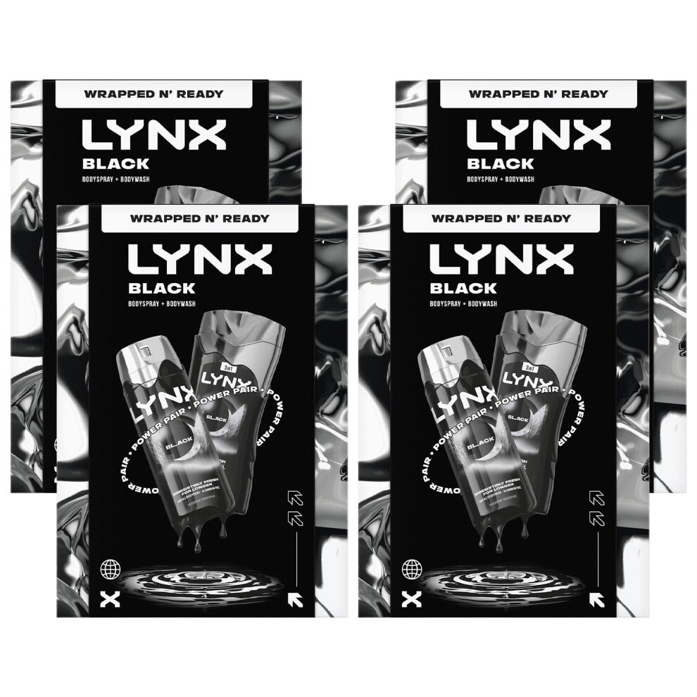 Lynx Men's Black (Buy 4) Gift Set For - Daily Grooming Duo With Fresh Scent & Skin Care Size 4