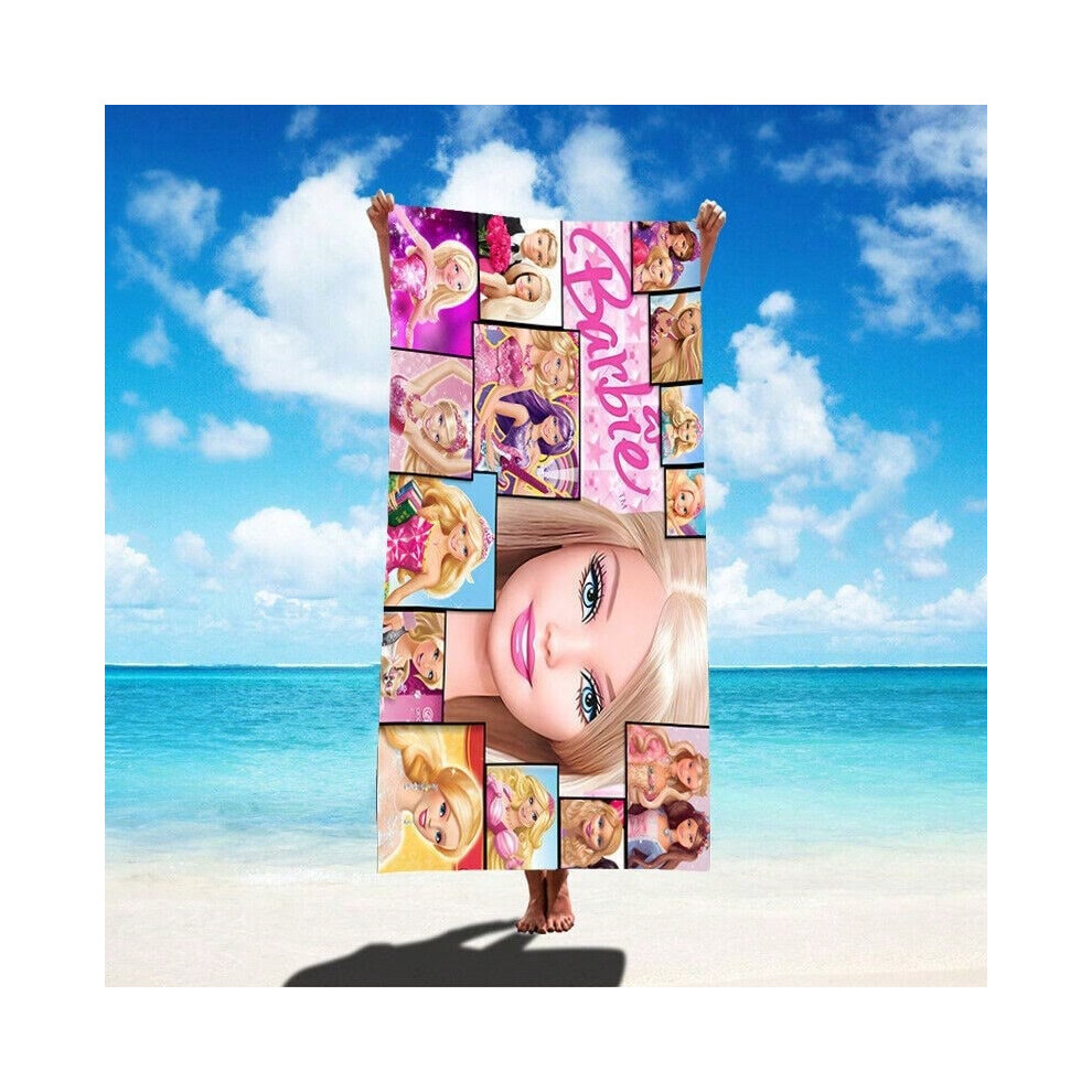 (DL24051301L, 90*180CM) Barbie Doll Beach Towel Microfiber Bath Towel Beach Towel-image-OPC-PJ6MT5D-NEW