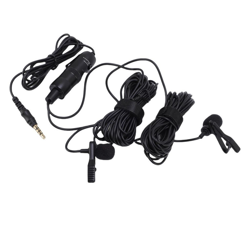 Double Lavalier Microphone Wired Clip On Lapel Mic Professional Recording Interview Mic For Two