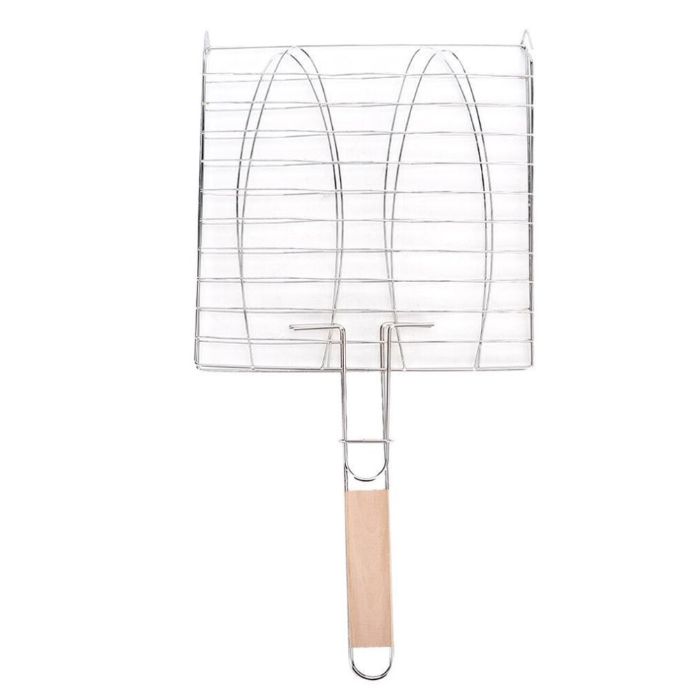 Stainless Steel Non Stick Handle Bbq Net Barbecue Mesh Fish Meat Grill Basket For Bbq Oven