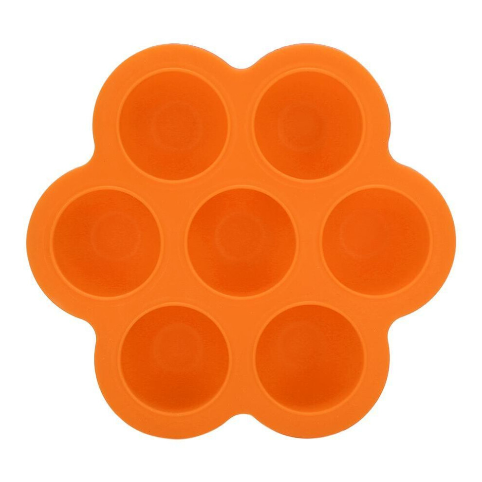 Silicone Baby Food Storage Box Egg Bites Mold Ice Cube Tray 7 Holes (orange)