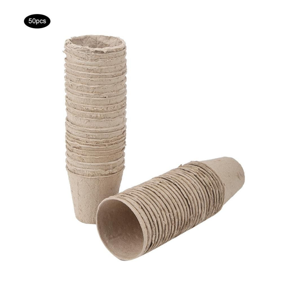 50pcs Round Degradable Pulp Peat Pot Plant Nursery Cup Gardening Supplies 8*8cm