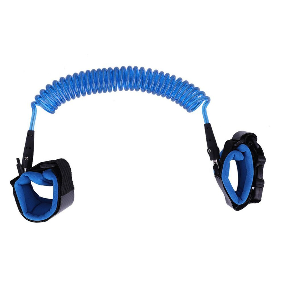 (blue) 2.5m Baby Kids Anti Lost Wrist Leash With Safety Key Lock Child Toddler Harness Wristband(pink)