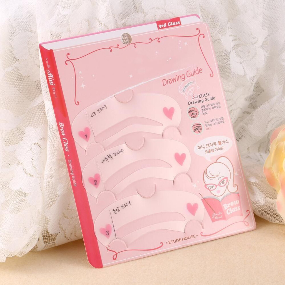 3pcs Set Magic Eye Brow Class Drawing Guide Eyebrow Stencil Card Template Helper
