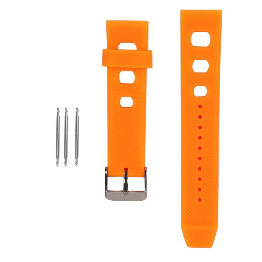 20mm Watch Band Silicone Pin Buckle Waterproof Sweat Proof Watch Strap(orange )