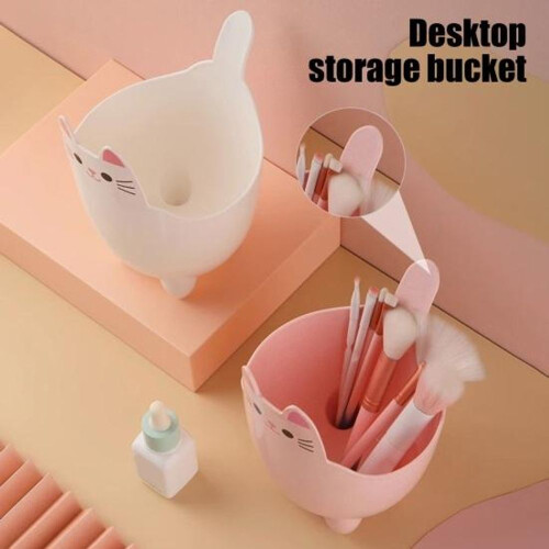 (pink) 2pcs Garbage Cans Pen Holders Large Capacity Smooth Edge Burr Free 2