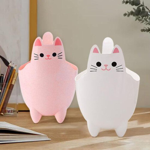 (pink) 2pcs Garbage Cans Pen Holders Large Capacity Smooth Edge Burr Free 1