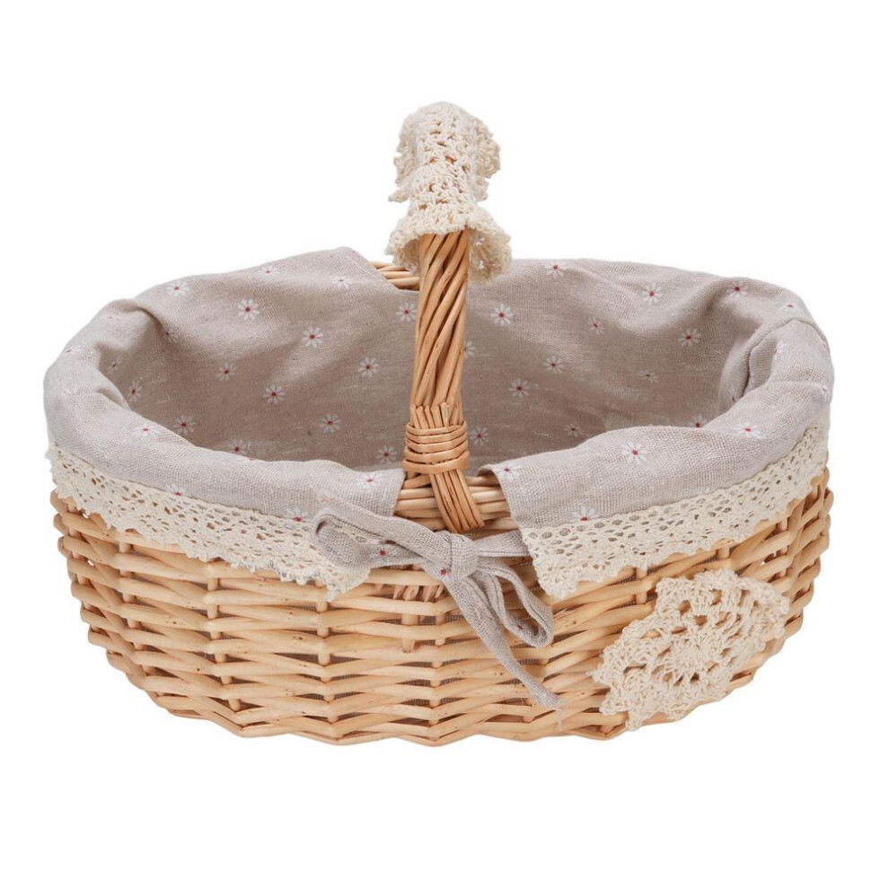 Wicker Picnic Basket With Removable Liner Hand Woven Empty Picnic Hamper Basket With Handle For