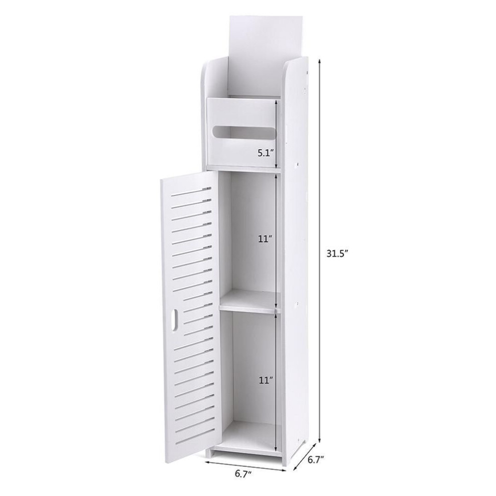 Toilet Beside Cabinet 31.5in High 6.7in Wide Waterproof High Stability Bathroom Storage Cabinet