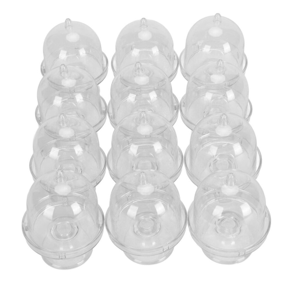 (transparent) 12pcs Mini Cake Plate With Lid Plastic Mini Cake Stand With Dome Cover Clear Small Cake Display