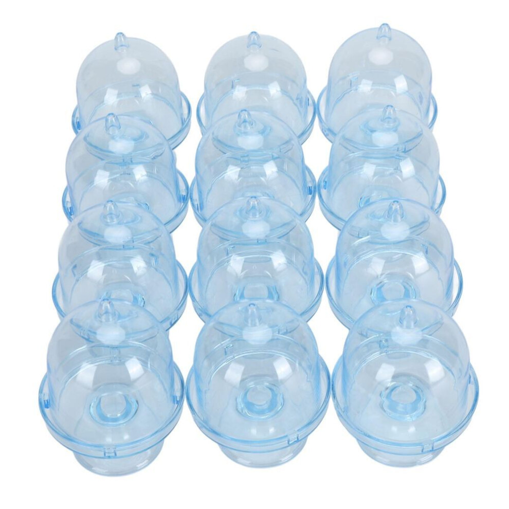 (sky blue) 12pcs Mini Cake Plate With Lid Plastic Mini Cake Stand With Dome Cover Clear Small Cake Display