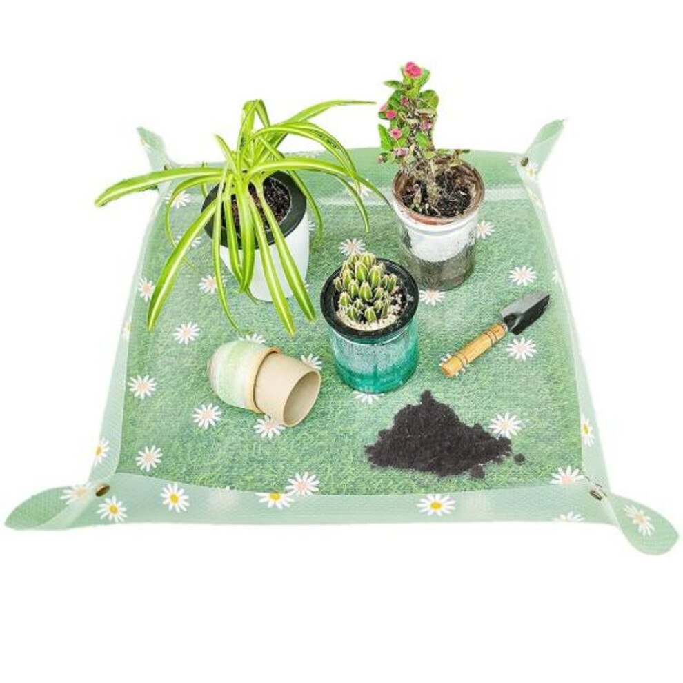 (50cm) Transparent Repotting Mat Flower Print Easy To Clean Reusable Waterproof Foldable