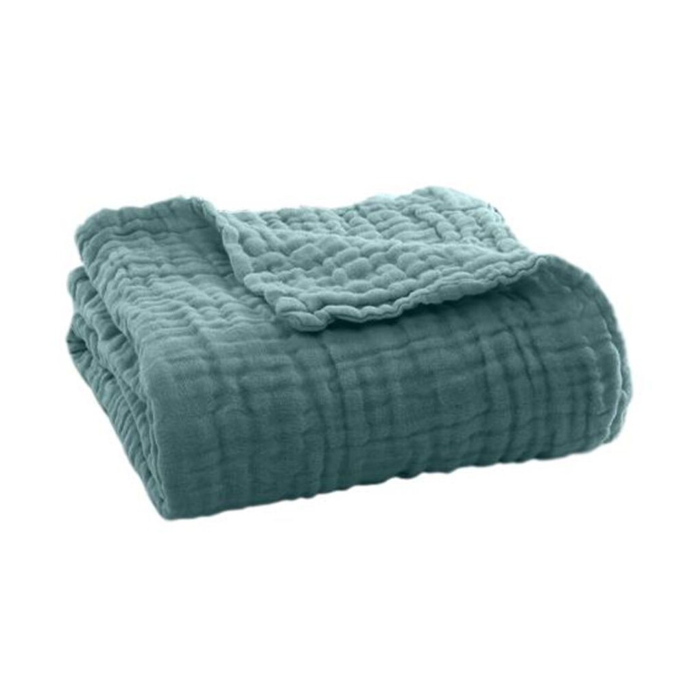 (dark green, 35cm) Muslin Blanket Summer Couch Throw Breathable Solid Color Muslin Wrap Cuddly Blanket