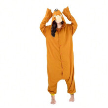 (Psyduck-Button Type, L) Pokemon Meowth Cartoon One-Piece Pajamas Couples Polar Fleece Home Clothes Autumn