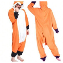 (Mr. Fox, S) Pokemon Meowth Cartoon One-Piece Pajamas Couples Polar Fleece Home Clothes Autumn
