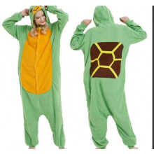 (turtle, Children's size 95#) Pokemon Meowth Cartoon One-Piece Pajamas Couples Polar Fleece Home Clothes Autumn