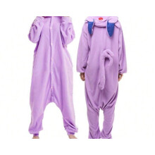 (Purple Elf, Children's size 125#) Pokemon Meowth Cartoon One-Piece Pajamas Couples Polar Fleece Home Clothes Autumn