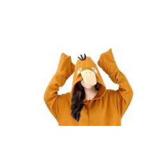 (Psyduck-with zipper on the chest, S) Pokemon Meowth Cartoon One-Piece Pajamas Couples Polar Fleece Home Clothes Autumn
