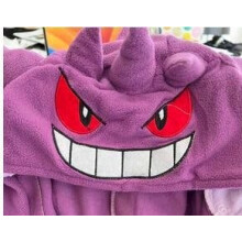(Gengar-front zipper, Children's size 125#) Pokemon Meowth Cartoon One-Piece Pajamas Couples Polar Fleece Home Clothes Autumn