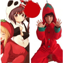 (red tomatoes, L) Pokemon Meowth Cartoon One-Piece Pajamas Couples Polar Fleece Home Clothes Autumn