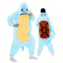 (Squirtle, L) Pokemon Meowth Cartoon One-Piece Pajamas Couples Polar Fleece Home Clothes Autumn
